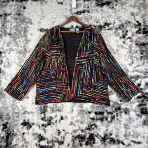 Chicos Art To Wear Jacket Womens Size Extra Large‎ (3) Colorful Open Nylon